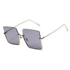 Oversize Half Frame Metal Square Sunglasses Women