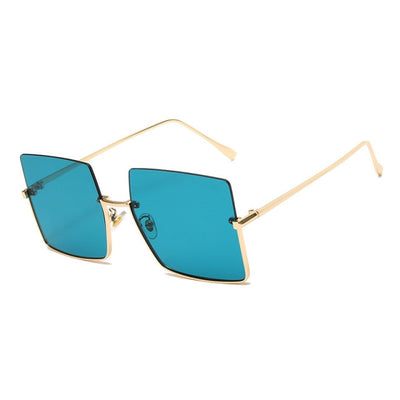 Oversize Half Frame Metal Square Sunglasses Women