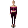 Velvet  Winter  Shoulder Crop Top Pants Club Outfits