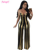 Strapless Loose Black Gold Striped Jumpsuit