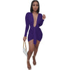 Deep V Neck Long Sleeve Dress