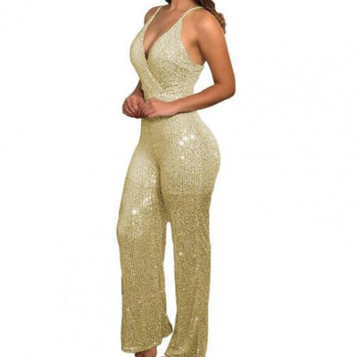 Sequin Women Sleeveless Backless Romper  Jumpsuits