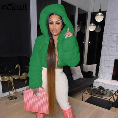 Hooded Faux  Fashion Coats And Jackets